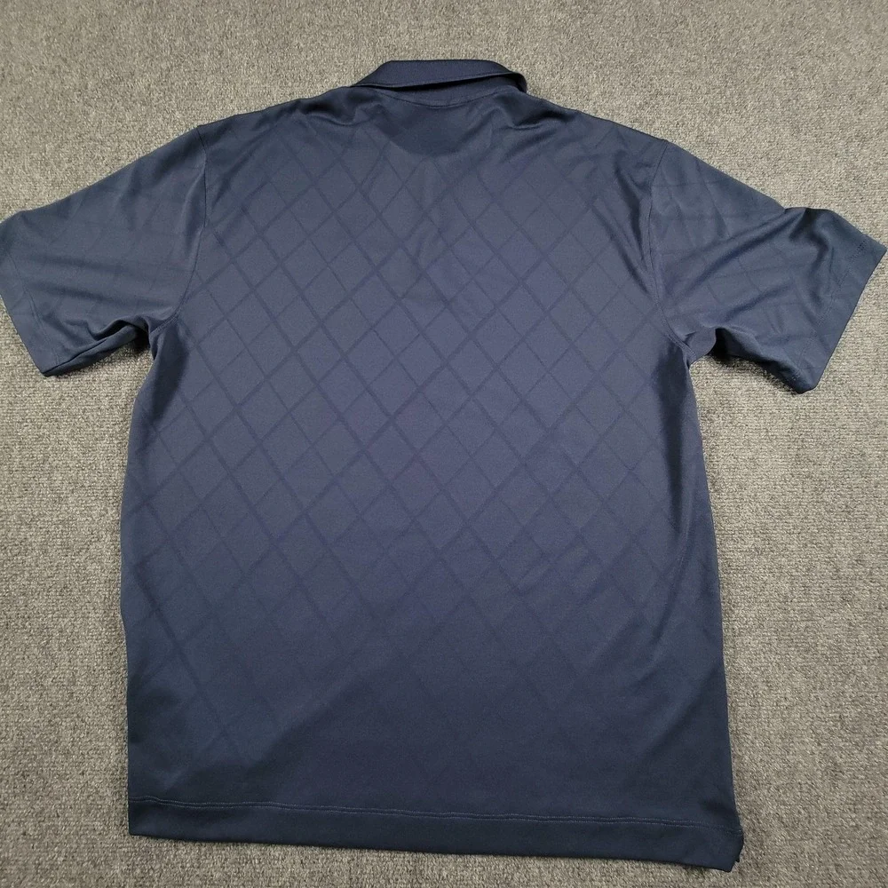 Nike Golf Polo Shirt Mens Large Navy Dri-FIT Argyle Jacquard Swoosh Logo‎